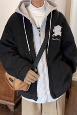 冬装假两件羊羔毛棉衣加厚棉服绣花外套A071-099-P125，男装棉衣，电商A071