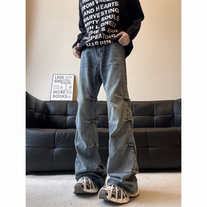 美式高街牛仔裤男女 潮牌炸街休闲裤N8115/P49图片
