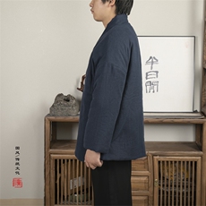 冬季新款风男装棉麻男士改良汉服棉衣外套新中式棉衣H80P145，男装棉衣，钱塘802