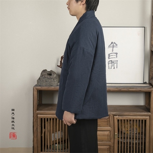 冬季新款风男装棉麻男士改良汉服棉衣外套新中式棉衣H80P145图片