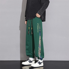 KP797P45港风菠萝格宽松休闲裤直筒拖地裤拼接束脚裤卫裤，男装休闲裤，星座1204-3