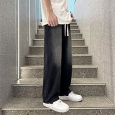 1506/Q6080/P37牛仔裤男生拖地裤ersize潮牌美式高街休闲阔腿裤子，男装牛仔裤，星座1506