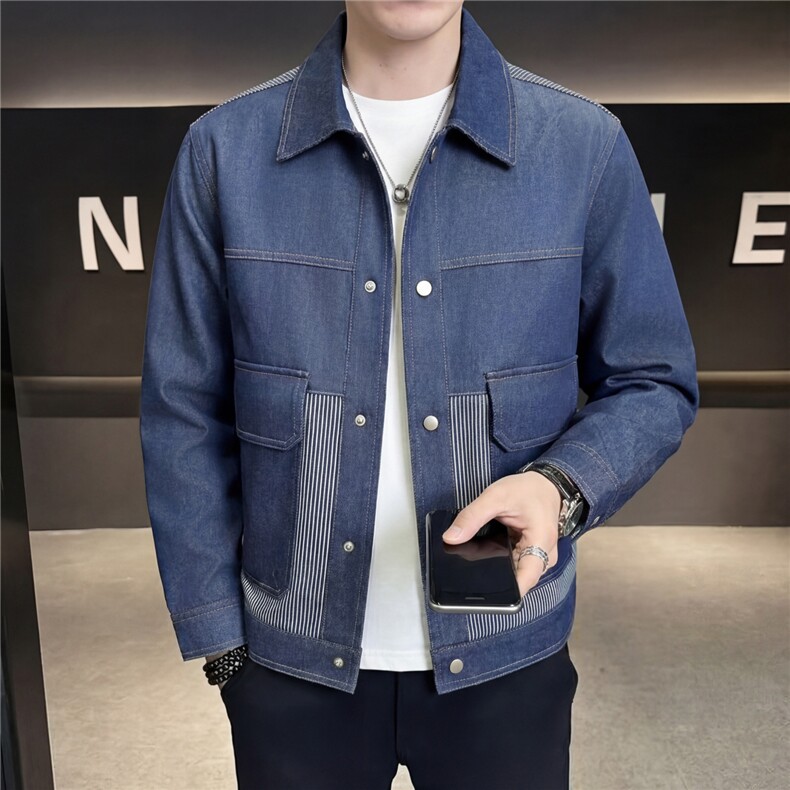 春秋2026轻熟抖音小伙休闲牛仔拼色夹克店主风A236-JK5028-P115,男装夹克,电商A236