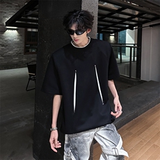 2025新款撞色T恤男美式宽松重磅高密罗口圆领短袖A210A-TX28-P30，男装T恤，电商A210A