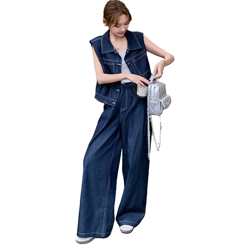 新品主推老钱风牛仔两件套送丝巾2C032353P165K238,女装套装/套裙,2C032
