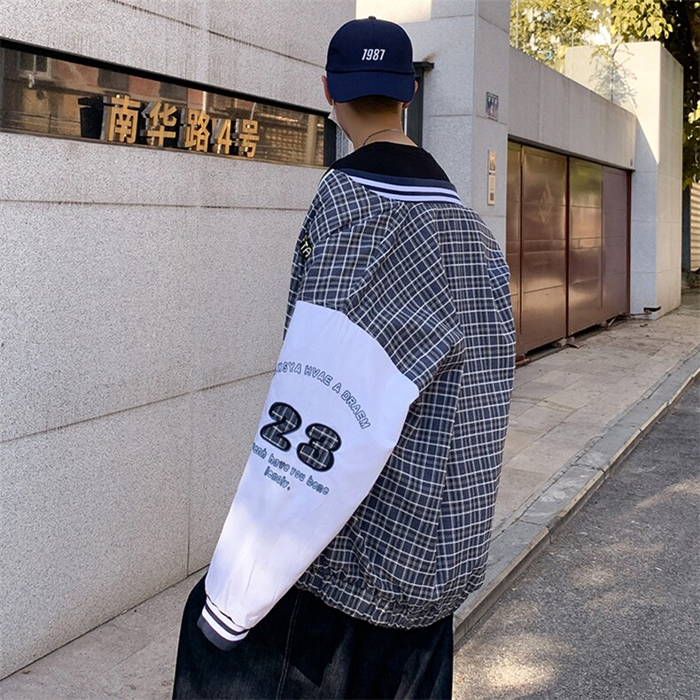 WT05秋装男士休闲双面穿文艺男夹克开衫外套格子港风男外衣潮男装,男装夹克,星座115A(原星座507）