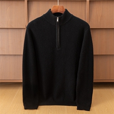 2025年秋季时尚百搭通勤简约休闲半高拉链，男装羊绒套衫，米亚康羊绒