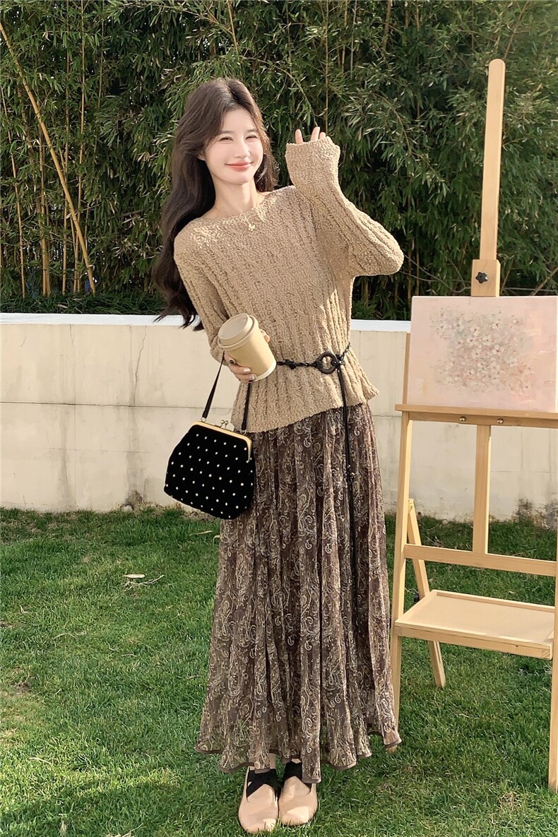 慵懒风碎花两件套套裙2C267-120-P175-K265,女装套装/套裙,茵姿媚