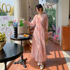2025年春夏新款刺绣时尚粉色连衣裙b1-220-1015-p140-k210，女装连衣裙，浙宝220