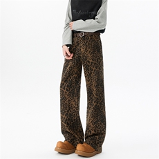 豹纹裤子加长版高个子牛仔裤男188cm115直筒休闲裤工装裤KZ037P58，男装休闲裤，电商B312
