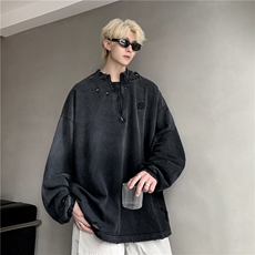 706-1-WY605-P65秋季男士复古做旧水洗立领半拉链卫衣潮牌外套，女装短外套，星座706-1