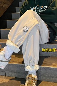 加绒加厚休闲运动卫裤男美式针织束脚裤子715-6-BX04P55（控78）图片