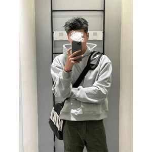 网图 美式复古350g重磅大口袋连帽宽松长袖卫衣男W24570特P28控58图片