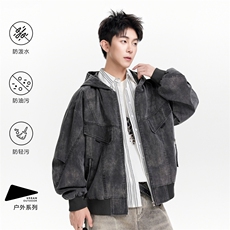 得物二开做旧美式扎染牛仔外套男生宽松水洗夹克上衣K1227-P118，男装工装外套，星座1103-3