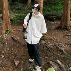 夏季新款衬衫潮流慵懒男方领华夫格衬衫P34，男装衬衫，星座1116-2