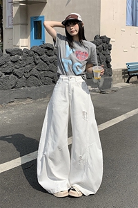 美式复古弯刀牛仔裤男女宽松高级感裤子情侣弯刀裤潮YD9007-P75图片