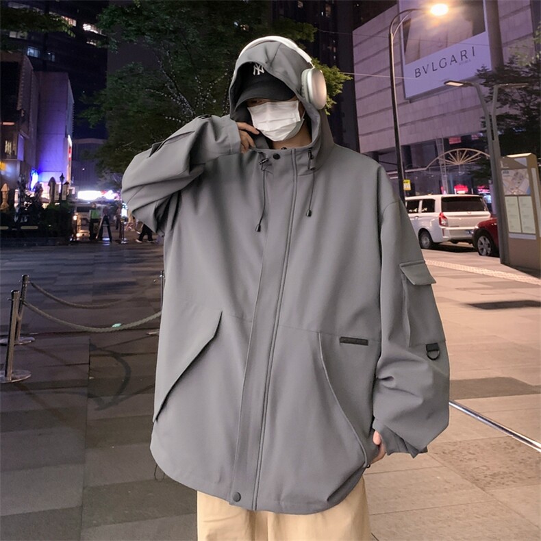 秋冬款工装外套男港风潮流连帽夹克冲锋衣JK23126-P80,男装夹克,星座717
