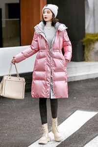 2022年冬季亮面免洗休闲气质纯色加厚大毛领羽绒棉衣图片