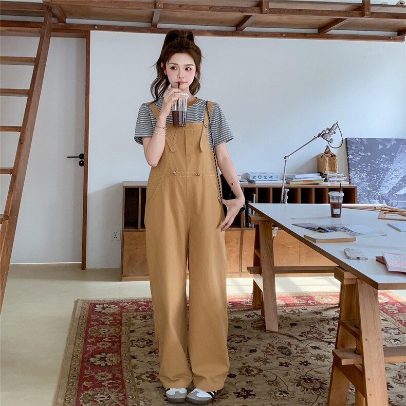 现货新款背带裤加条纹T套装P145-K198,女装套装/套裙,2C299