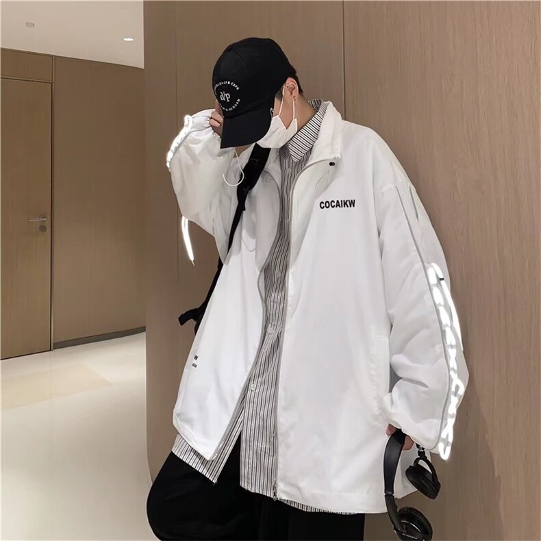 春秋反光外套男宽松韩版潮流嘻哈帅气设计感小众衣服ins港风夹克,男装夹克,星座1210-1