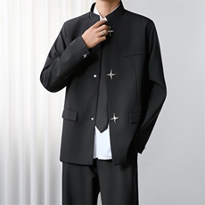1506A/GW610/P62新中式黑色廓形西服夹克男小众宽松西装外套，男装夹克，星座1506A