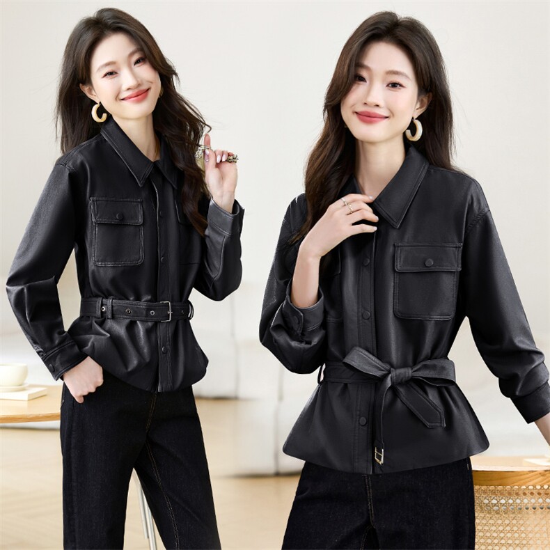 皮衣外套女2025春新款小个子今年流行爆款高级感气质短款收腰夹克,女装皮衣,贵人树