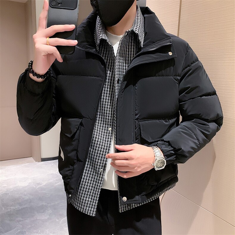冬季美式潮流加厚假二件小香风棉衣外套棉服小伙店主风MY926 黑图片