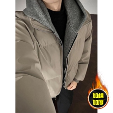 现货高品质重磅工艺美式高街假两件PU皮棉衣男女加厚棉服外套，男装棉衣，电商A443