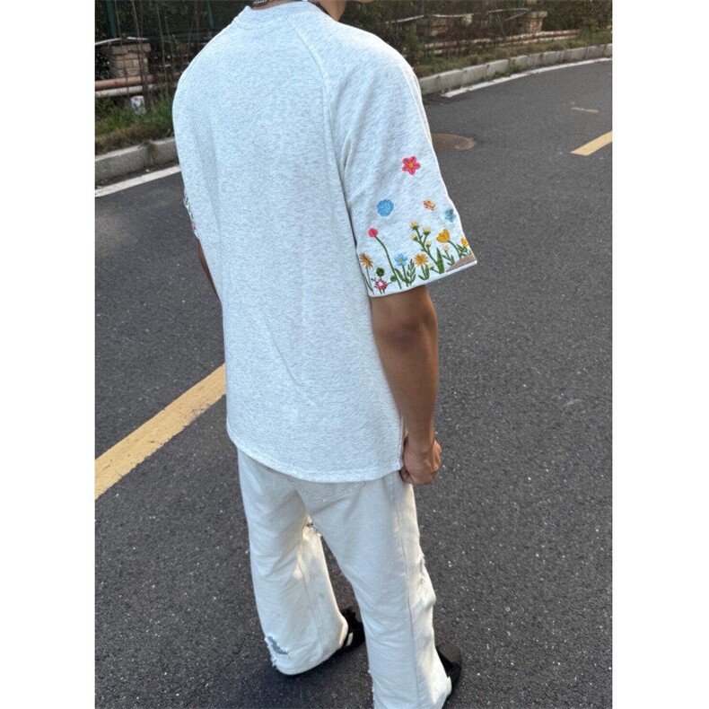 M529-P35风街头刺绣休闲字母logo上衣学院风短袖情侣T恤,男装T恤,星座617A-1（原B318A）