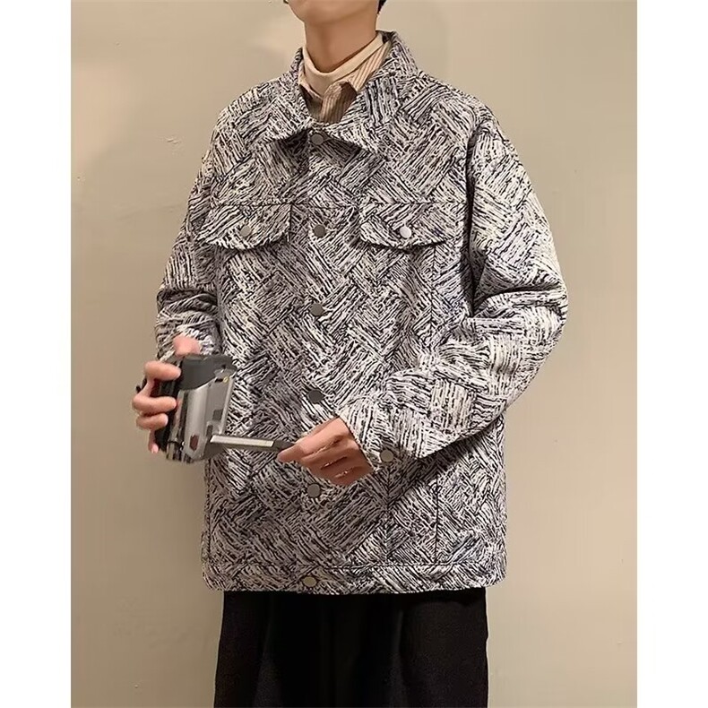 高级感牛仔外套男士美式复古刺绣高街宽松工装夹克棒球服JK8094，男装工装外套，星座516A