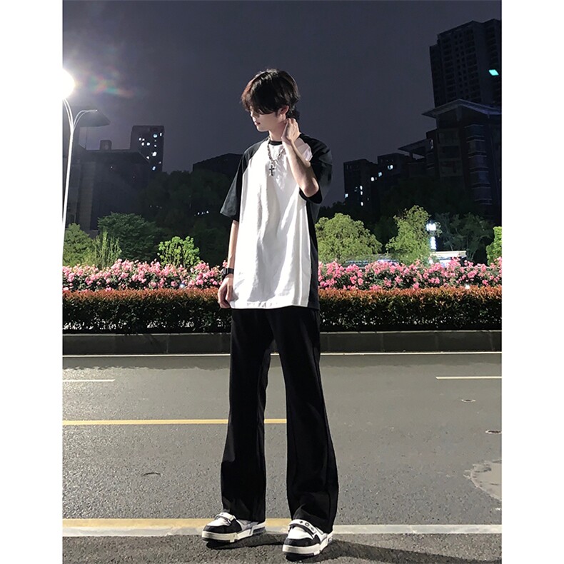 B221 美式ins高街纯色情侣款休闲微喇冰丝西裤 LK23083-P55 控78图片