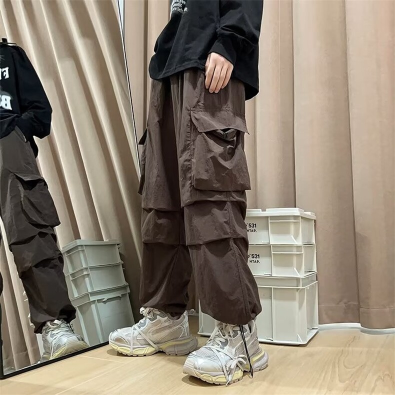 工装裤男日系高街痞帅冲锋裤子多口袋降落伞束脚长裤K275-P38,男装休闲裤,星座1001-1