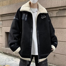 秋冬季麂皮绒工装棉衣男款高街潮牌ins羊羔毛加厚棉服W8021-P92，男装棉衣，星座512-4