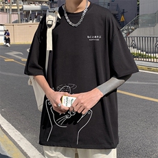 DX17133-P20纯棉短袖t恤男大码半袖打底衫宽松体恤衫港风，男装T恤，电商A040