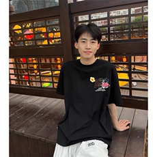 万针全刺绣工艺抖音得物高品质260克重磅纯棉双纱美式高街短袖T恤，男装T恤，电商A486-1