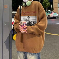 特批港风夜景个性人物印花宽松高领毛衣M971P45加绒P60控88，男装针织衫/毛衣，电商A247