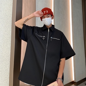 S02-P40美式宽松型机车衬衫五分袖图片