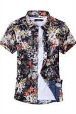 2021花衬衫大码衬衣沙滩涤棉衫弹力短袖9889P40M-7XL码平铺图，男装T恤，星座1106