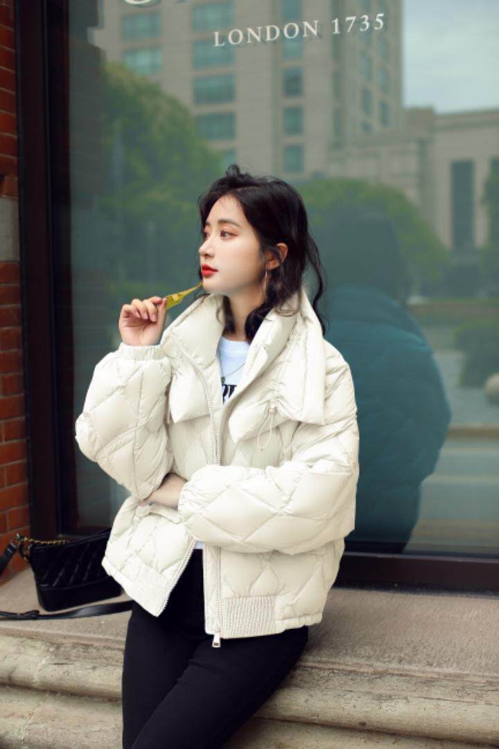 双领夹克羽绒服（90绒），女装羽绒服，卡西姆