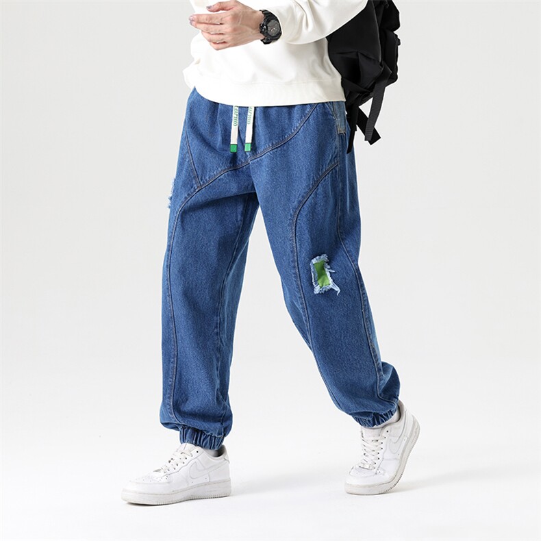 M-8XL秋季新款大码束脚工装潮流休闲束脚牛仔裤109-K123-P55,男装牛仔裤,星座109