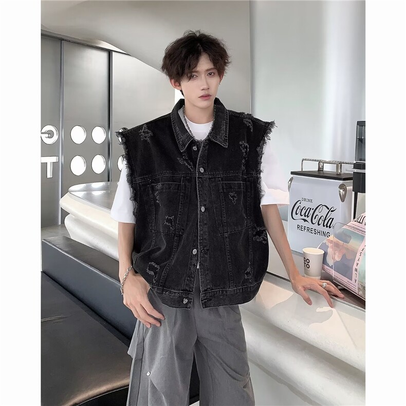 磨破牛仔马甲磨毛外套外穿上衣JK8942，男装背心/马甲，星座1116A-1（原606A）