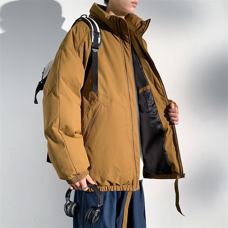 现货冬季美式休闲加厚雪山外套夹克立领纯色三防户外工装棉服,男装夹克,电商A486-1