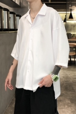 爆夏季主推纯色净版宽松男士4色短衬衫（大货主推）A071-C01-P35，男装衬衫，电商A071