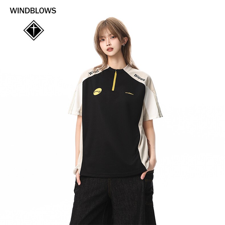 网图现货半拉链撞色凉感t恤男女户外运动训练服速干短袖RG133-P45,男装T恤,星座1005-4