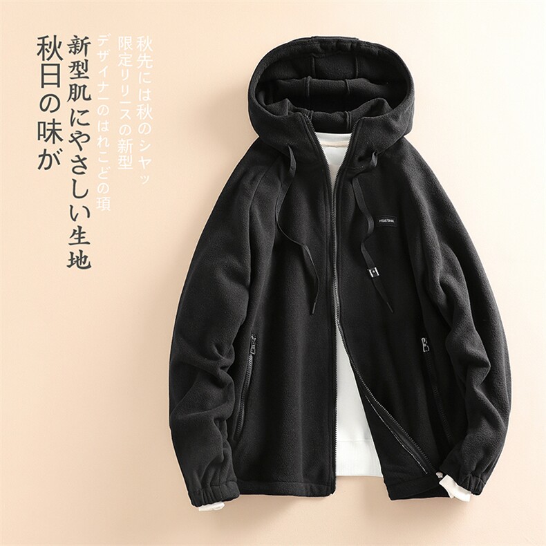 秋冬新款美式双面摇粒绒开衫连帽卫衣男潮流大码夹克外套J623-P65,男装毛呢大衣,电商A082