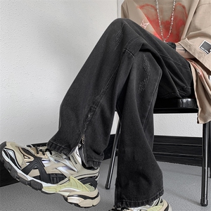 C315-S664脚口拉链拼接磨烂猫须四季牛仔M-3XL(P60限78)4图片
