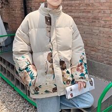 冬季ins潮牌百搭宽松休闲外套美式复古刺绣工装棉衣男W5924-P88，男装棉衣，星座512-2