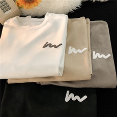 重磅麂皮绒发泡印花短袖T恤大码M~5XL XZ604-DT302-P35控48，男装T恤，星座604