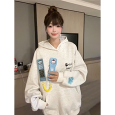 网图趣味可拆卸连帽卫衣情侣男女同款魔术贴装饰设计感外套，女装短外套，星座410-6（原星座1304-1）