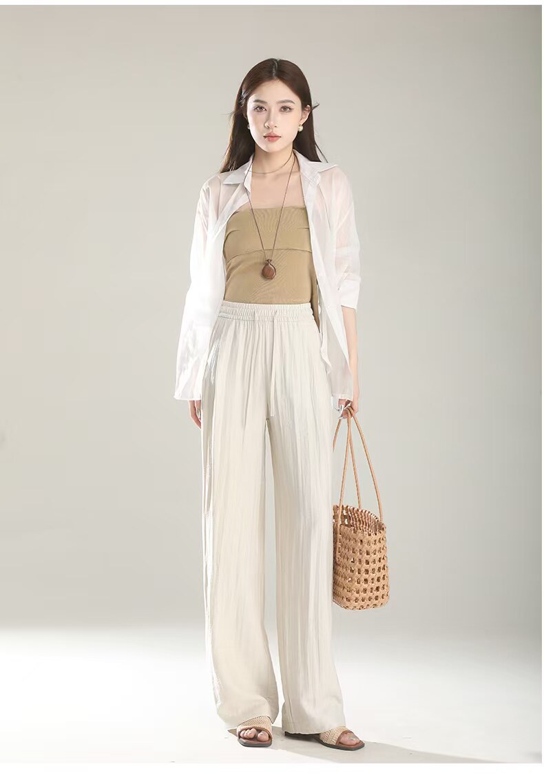 2025夏季新款亚麻阔腿裤女图片